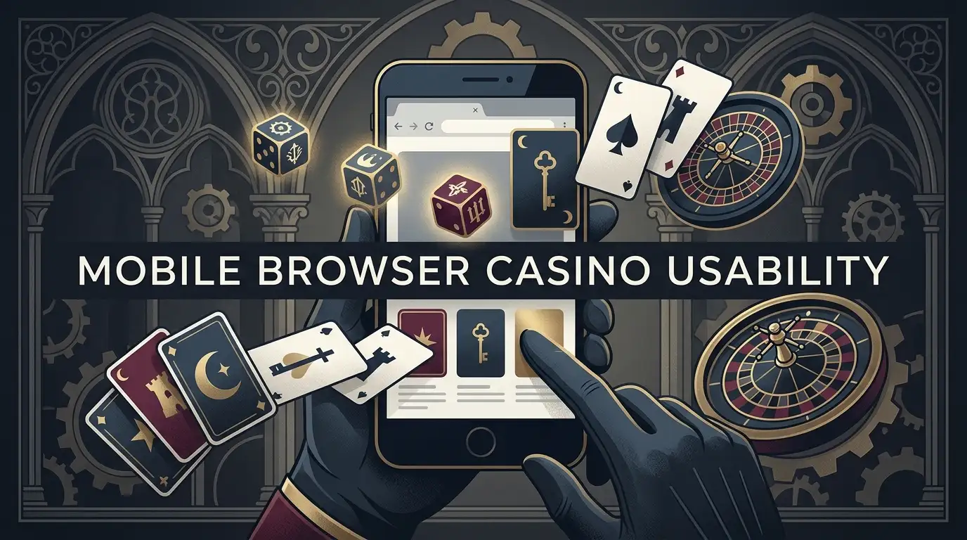 Editorial illustration of casino play on a smartphone browser